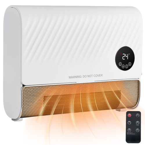 CONCETTA 1500W Wall-mount Electric Space Heater with 3 Mode 40-95°F Thermostat, 12H Timer, Child Lock, Low Noise for Bedrooms, Indoor