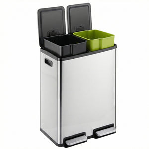 CONCETTA Kitchen Stainless Steel Waste Bin with Lid with Soft-Close Foot Pedal and Removable Inner Bin for Bathrooms, Bedrooms and Home Offices