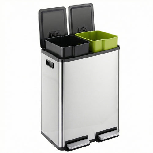 CONCETTA Kitchen Stainless Steel Waste Bin with Lid with Soft-Close Foot Pedal and Removable Inner Bin for Bathrooms, Bedrooms and Home Offices