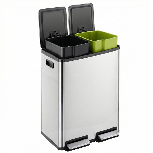 CONCETTA Kitchen Stainless Steel Waste Bin with Lid with Soft-Close Foot Pedal and Removable Inner Bin for Bathrooms, Bedrooms and Home Offices