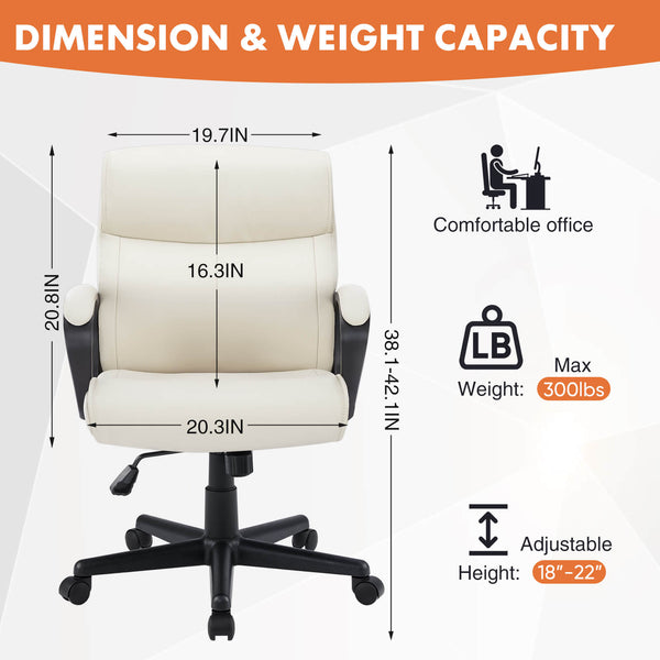 CONCETTA Adjustable Computer Desk Chair with Lumbar Support,Padded Armrest,Swivel Rolling