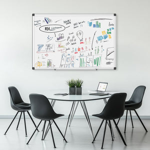 SHOUFTW Magnetic Whiteboard for Wall, Dry Erase Board with Aluminum Frame & Tray, Easy Mount Horizontal or Vertical, for Office Classroom Home