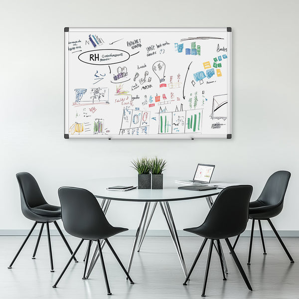 SHOUFTW Magnetic Whiteboard for Wall, Dry Erase Board with Aluminum Frame & Tray, Easy Mount Horizontal or Vertical, for Office Classroom Home