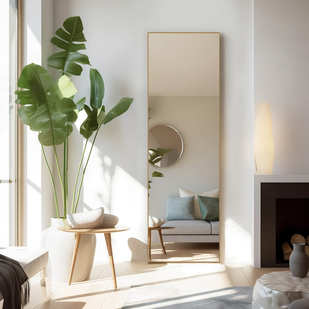 CONCETTA 71"x30" Arched Full Body Mirror Floor Mirror Standing Hanging or Leaning Wall with Stand Aluminum Alloy Thin Frame