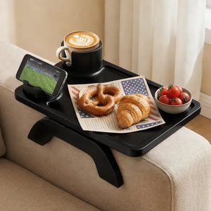 CONCETTA 3-in-1 Sofa Arm Tray Table with Swivel Cup Holder & Phone Stand, Clip-on Couch Organizer for Home Living Room