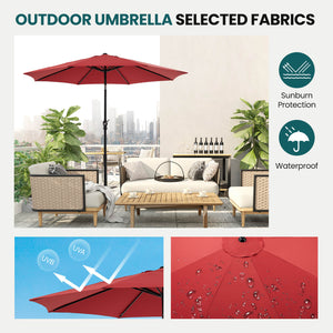 CONCETTA 9FT Patio Umbrella with Push Button Tilt and Crank,  with 8 Sturdy Ribs,Outdoor Umbrella, Pool Umbrella, for Market, Terrace, Beach, Outdoor Restaurant