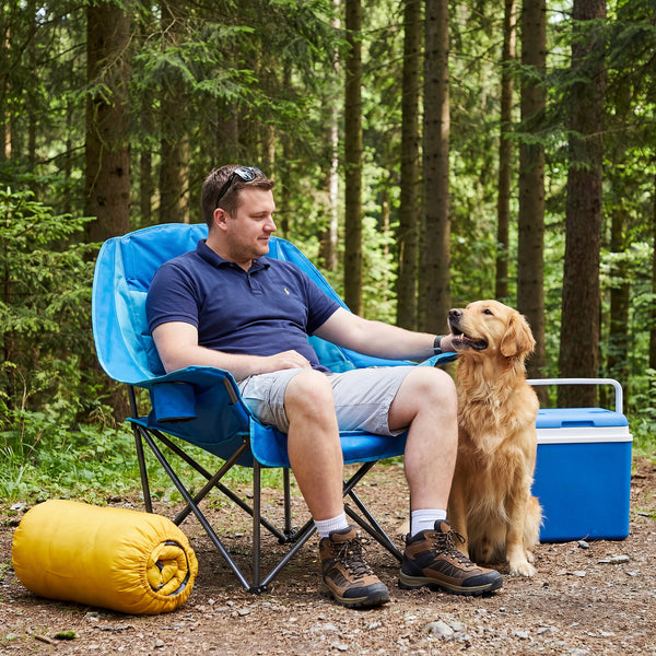 SHOUFTW Extra Large Portable Folding Camping Chair With Side Pocket, Cup Holder, And Carrying Bag, Heavy-Duty Chair For Outdoor, Fishing, Sports, And Travel Use