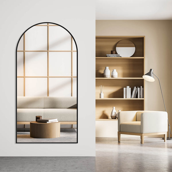 JOINSUN Floor Standing Mirror, Wall Mirror with Stand Aluminum Alloy Thin Frame