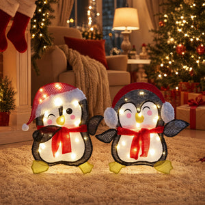 SHOUFTW 2-Piece Pre-Lit Christmas Decorations, Holiday Display Home Decorations 8 Lighting Modes for Indoor Outdoor Yard Garden