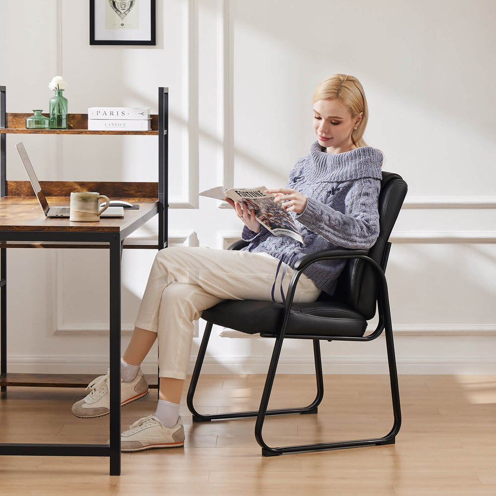 JOINSUN Waiting Room Chairs-Big and Tall PU Leather Without Wheels£¬for Reception Area Conference Room Lobby Home Computer Desk Bedroom Elderly
