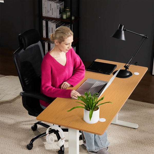 Electric Standing Desk, 64''x24'' Height Adjustable Desk, Home Office Desk with Electric Lift, Sit Stand Desk Workstation for Home Office, Oak