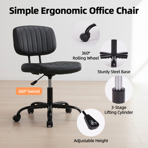 CONCETTA Ergonomic Home Office Mesh Desk Chair, Small Space, Armless Rolling Chair for Adults