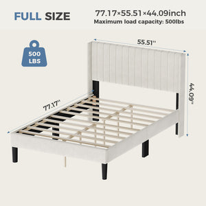 CONCETTA Full Size Bed Frame with Wingback PU Upholstered Headboard and Wooden Slats Support, No Box Spring Needed, Easy Assembly, Black