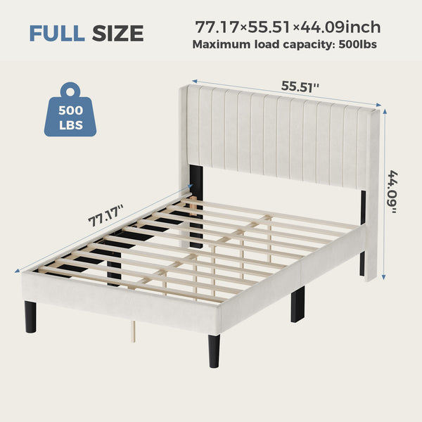 CONCETTA Full Size Bed Frame with Wingback PU Upholstered Headboard and Wooden Slats Support, No Box Spring Needed, Easy Assembly, Black