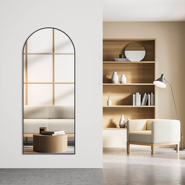 JOINSUN Floor Standing Mirror, Wall Mirror with Stand Aluminum Alloy Thin Frame