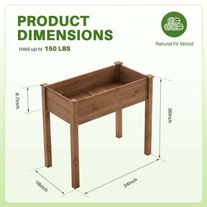 CONCETTA Wooden Raised Garden Bed - Elevated Planter Box with Drainage & Liner for Backyard/Patio/Balcony
