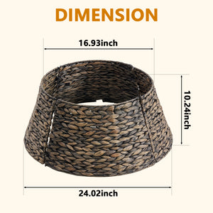 CONCETTA Christmas Tree Collar, Farmhouse Detachable Handwoven Christmas Tree Base Cover, Christmas Tree Basket Base, for Holiday,Black