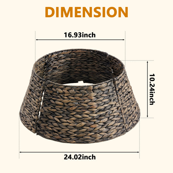 CONCETTA Christmas Tree Collar, Farmhouse Detachable Handwoven Christmas Tree Base Cover, Christmas Tree Basket Base, for Holiday,Black