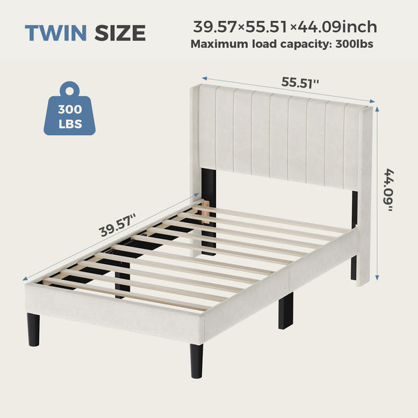 CONCETTA Full Size Bed Frame with Wingback PU Upholstered Headboard and Wooden Slats Support, No Box Spring Needed, Easy Assembly, Black