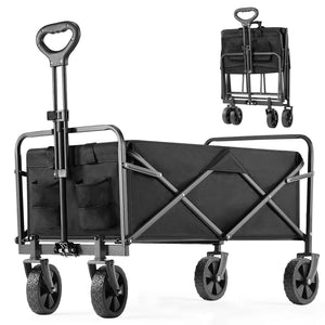 CONCETTA Wagons Carts Foldable with All-Terrain Wheels - foldable, extra large capacity, with drink holder, Suitable for Camping Sports Outdoor Activities