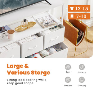 CONCETTA 38 in Open Storage Shelf TV Stand with 5 Fabric Drawers for Bedroom/Living Room/Hallway