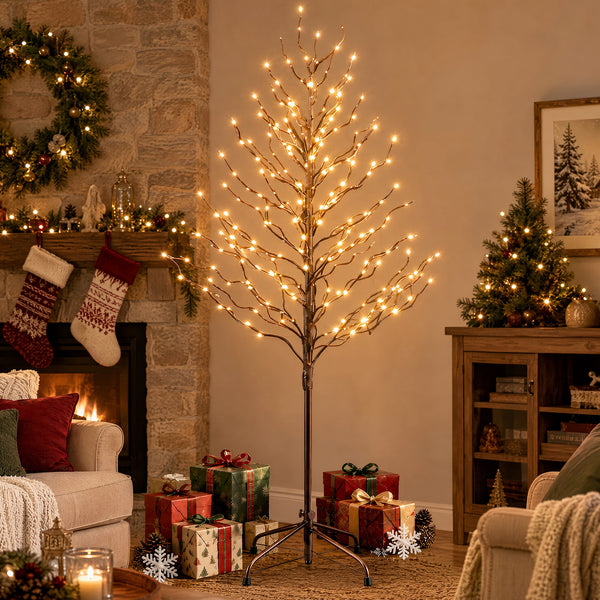 CONCETTA Lighted Star Tree, Christmas Tree with Warm White LED Lights, Adjustable Branches for Indoor Outdoor Yard Porch Decor
