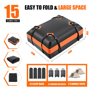 CONCETTA Car Rooftop Cargo Carrier, Waterproof Durable Roof Bag for Vehicles, Universal Fit with Straps & Anti-Slip Mat, Easy Install, Black