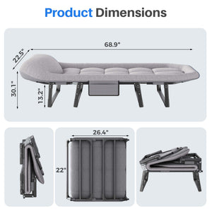 CONCETTA 71 Inch Camping Cot Extra Wide, Heavy-Duty Oxford Fabric, Portable Folding Sleeping Bed