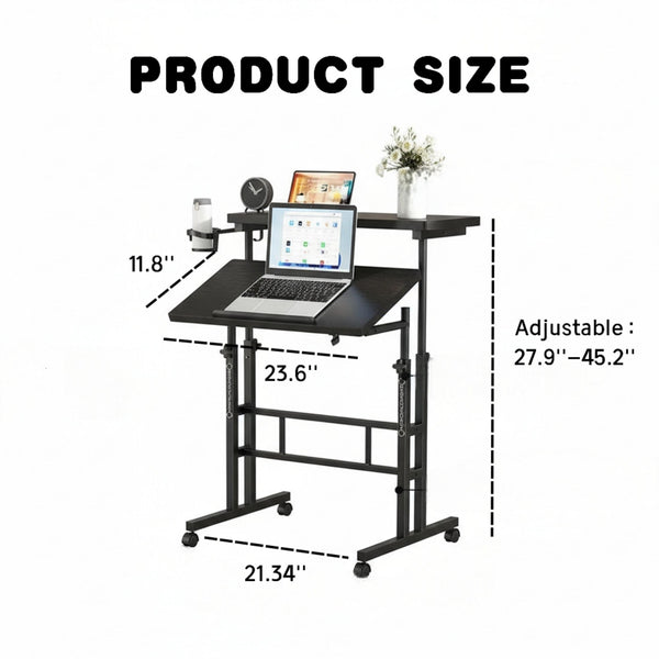 CONCETTA 23.6 inch Mobile Standing Desk, Adjustable Height Rolling Computer Desk for Home Office, Portable Treadmill Sit Stand Workstation