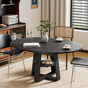 CONCETTA Extendable Dining Table for 4-8, Space-Saving with Storage Shelf, Adjustable Oval Design for Kitchen and Living Room