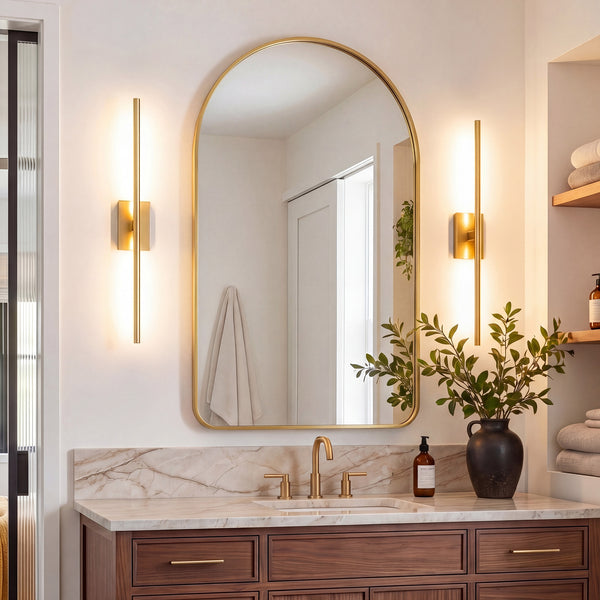 CONCETTA Arched Bathroom Mirror, Aluminum Alloy Framed for Wall, Vanity, Living Room, Bedroom, Entryway, Hallways