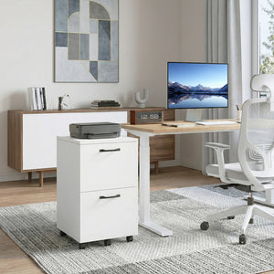 2-Drawer Rolling File Cabinet with Lockable Wheels, Printer Stand with Storage for Home Office