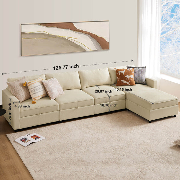 CONCETTA Convertible Sectional Sofa Couch-with Storage for Living Room, U-Shaped Modern Modular Sofa Sleeper with Reversible Chaise