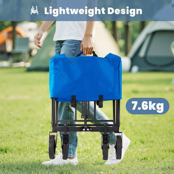 JOINSUN Foldable Utility Cart, Large Capacity Shopping Wagon Cart with Drink Holders for Outdoors