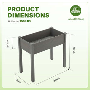 CONCETTA Wooden Raised Garden Bed - Elevated Planter Box with Drainage & Liner for Backyard/Patio/Balcony