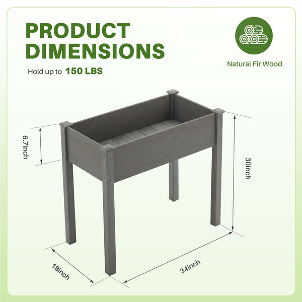 CONCETTA Wooden Raised Garden Bed - Elevated Planter Box with Drainage & Liner for Backyard/Patio/Balcony