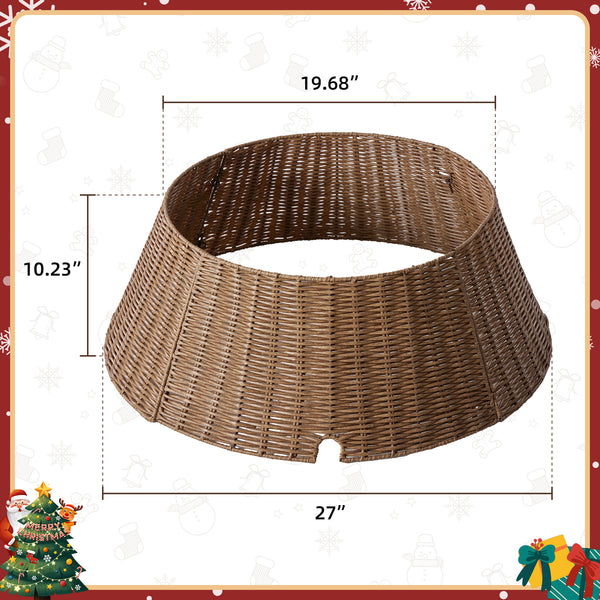 CONCETTA Christmas Tree Collar, Farmhouse Detachable Handwoven Christmas Tree Base Cover, Christmas Tree Basket Base, for Holiday,Black