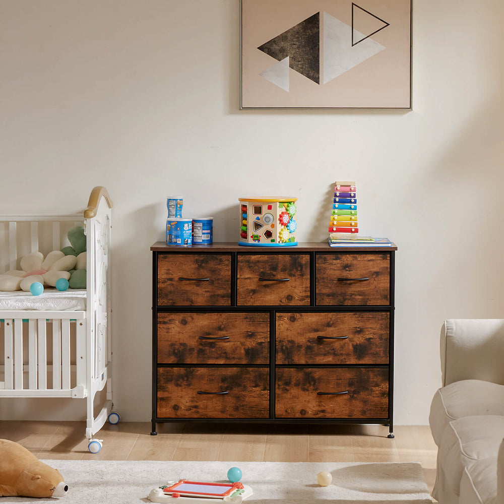 CONCETTA Dresser for Bedroom-with 7 Drawers, Chest Tower TV Stand,  Wooden Top for Living Room,  Bedroom, Closet