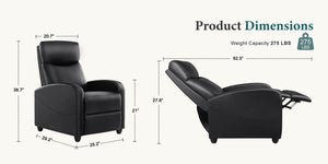 CONCETTA Small Sofa Lounge Chair with Adjustable PU Leather Theater Lumbar Support