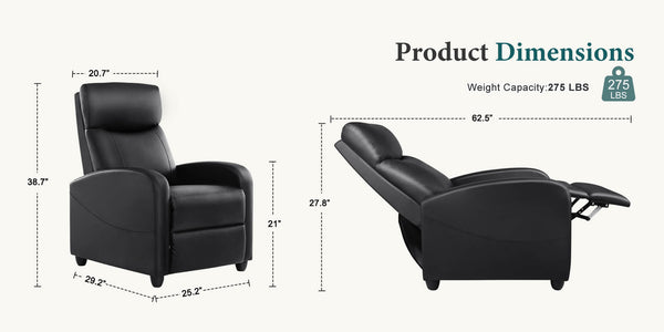 CONCETTA Small Sofa Lounge Chair with Adjustable PU Leather Theater Lumbar Support