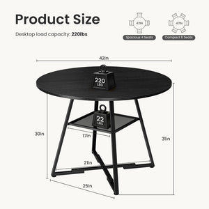 CONCETTA Round Extendable Dining Table for 4-8 People, Space-Saving Wood Kitchen Table with Pedestal Base & Storage Shelf, Modern Expandable Oval Dining Table for Home & Apartment
