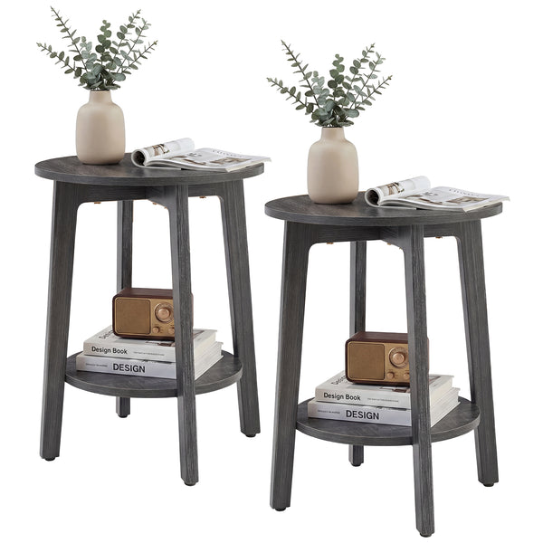 CONCETTA Round 2-Tier Side Tables with Tapered Legs, Small End Tables for Living Room & Bedroom