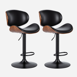 CONCETTA Rotatable Bar Stool Set (2-piece), Adjustable Height Bar Stool, Featuring PU Leather Seat, Ergonomic Backrest and Footrest, With Anti-slip Rubber Base Suitable for Bar