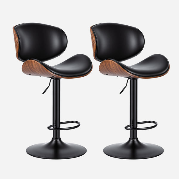 CONCETTA Rotatable Bar Stool Set (2-piece), Adjustable Height Bar Stool, Featuring PU Leather Seat, Ergonomic Backrest and Footrest, With Anti-slip Rubber Base Suitable for Bar