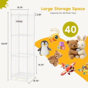 CONCETTA Toy Storage Organizer, Wooden Toy Holder Cage - Holds 40+ Plush Toys, Sturdy Wood & Steel Screw Construction for Toddler Room, Playroom, Bedroom, White