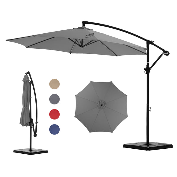 CONCETTA 10ft Offset Outdoor Patio Umbrella with Easy Tilt & Crank, Adjustable Polyester Shade for Garden, Backyard, Poolside