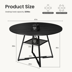 CONCETTA Round Extendable Dining Table for 4-8 People, Space-Saving Wood Kitchen Table with Pedestal Base & Storage Shelf, Modern Expandable Oval Dining Table for Home & Apartment