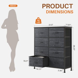 CONCETTA 8-Drawer Fabric Dresser, Storage Organizer Cabinet for Living Room, Bedroom, Office