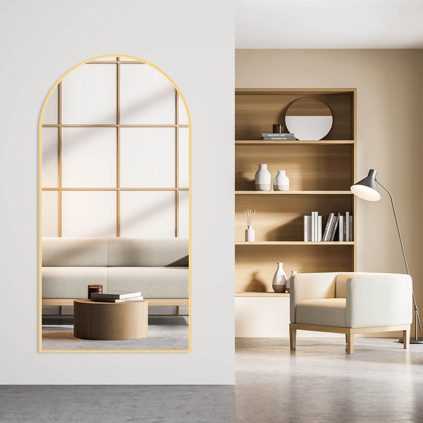 JOINSUN Floor Standing Mirror, Wall Mirror with Stand Aluminum Alloy Thin Frame