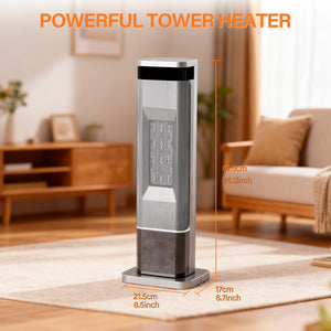 25" Portable Electric Space Heater with Remote Control, Adjustable Thermostat, and Safety Protection
